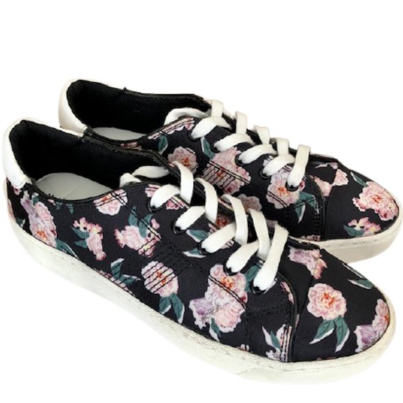 ALDO Canvas Sneakers - Black with Pink Roses - 8.5 - Picture 2 of 11